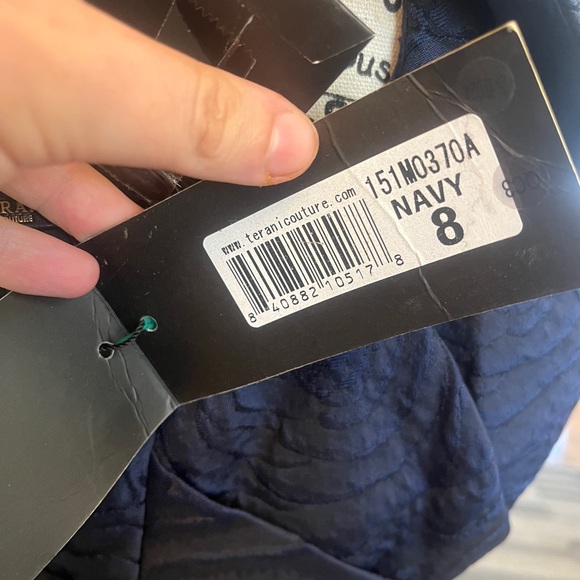 Terani NWT Couture Midnight Navy Blue Maxi Ball Gown Dress Size 8 - Picture 5 of 14